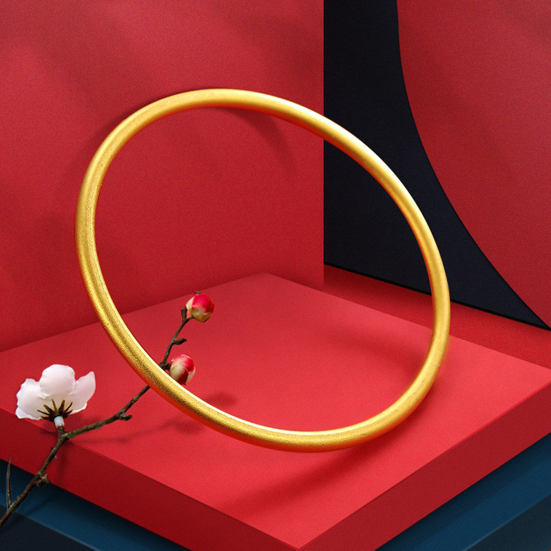 gzuan古钻珠宝黄金手镯无氰工艺古法传承女士光圈手镯yjs0039