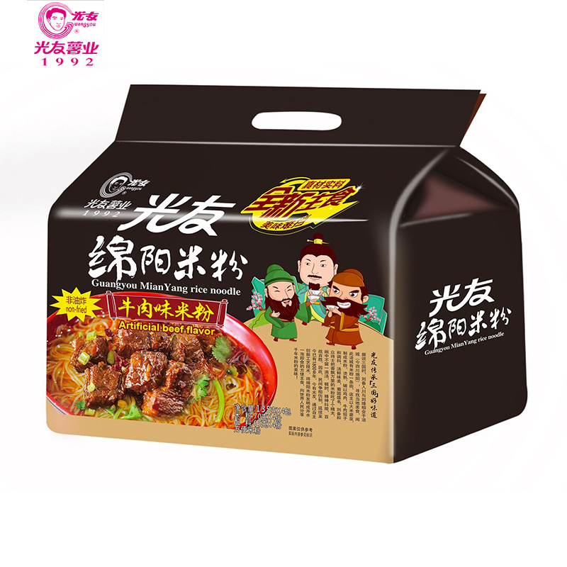 光友 绵阳米粉四连包 135克*4袋 /包 袋装牛肉味米粉 非油炸方便酸辣粉丝面 四川特产小吃