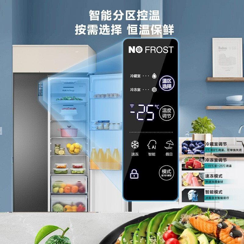 海信650升对开双门家用一级节能变频风冷无霜家用大容量电冰箱BCD-650WFK1DPUQ