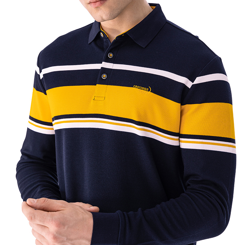 鳄鱼恤crocodile 秋季新品男装时尚舒适条纹长袖polo衫 顺丰发货 ba