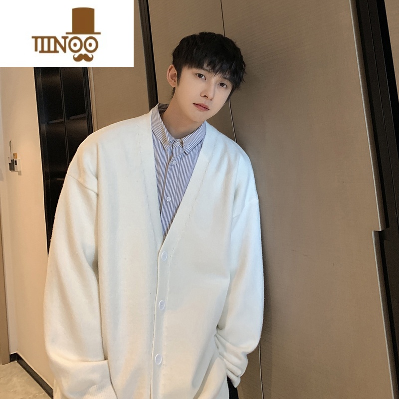 YANXU日系慵懒风开衫针织外套男秋季感男装设计感oversize情侣毛衣高清大图