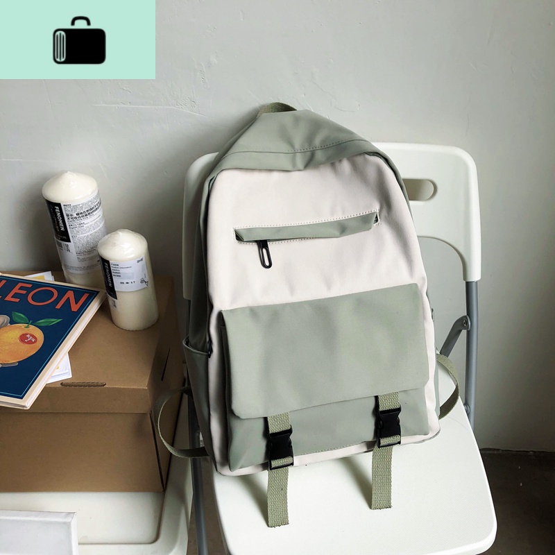 初中生ins风背包日系小雏菊双肩包女2020新款书包女韩版高中学生NEW LAKE 绿色不带挂件