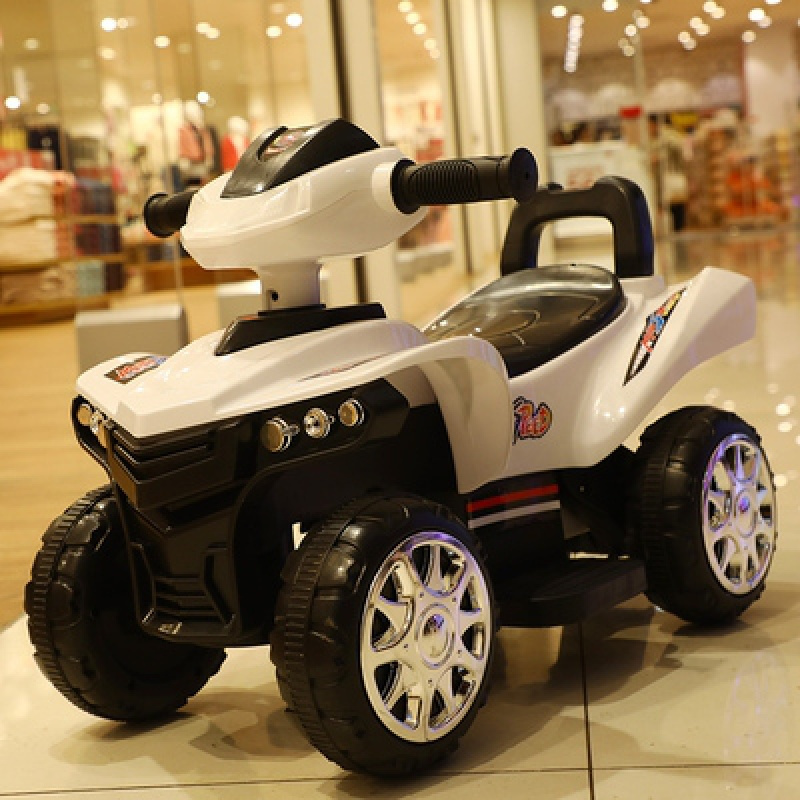 儿童电动车四轮汽车宝宝摇摇车小孩遥控玩具可坐人溜娃婴儿摩托车白色