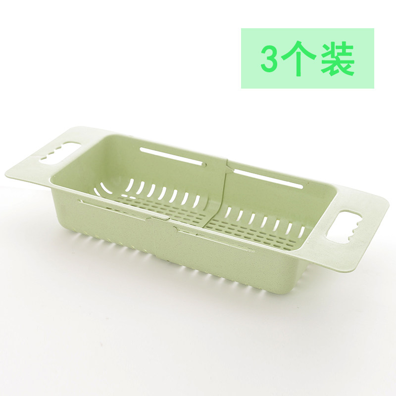厨房用品置物架收纳架水碗架菜碗筷沥水架子篮洗碗池放碗架收纳层架 三维工匠 伸缩沥水架：绿色3个装