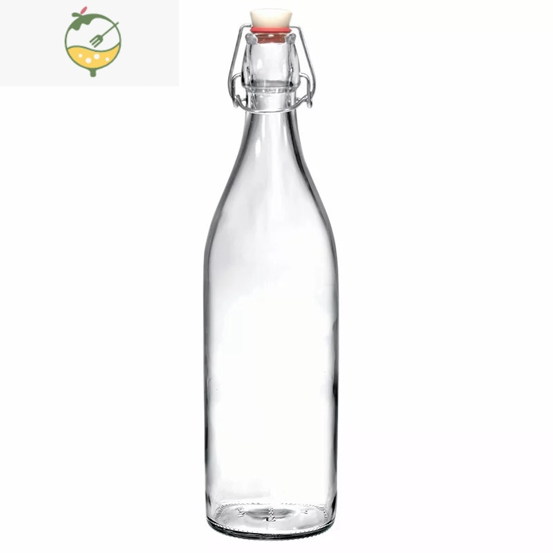 YICHENG5001000750250卡扣玻璃密封水瓶酵素酿酒瓶饮料瓶 白酒瓶 透明500ml圆酒具