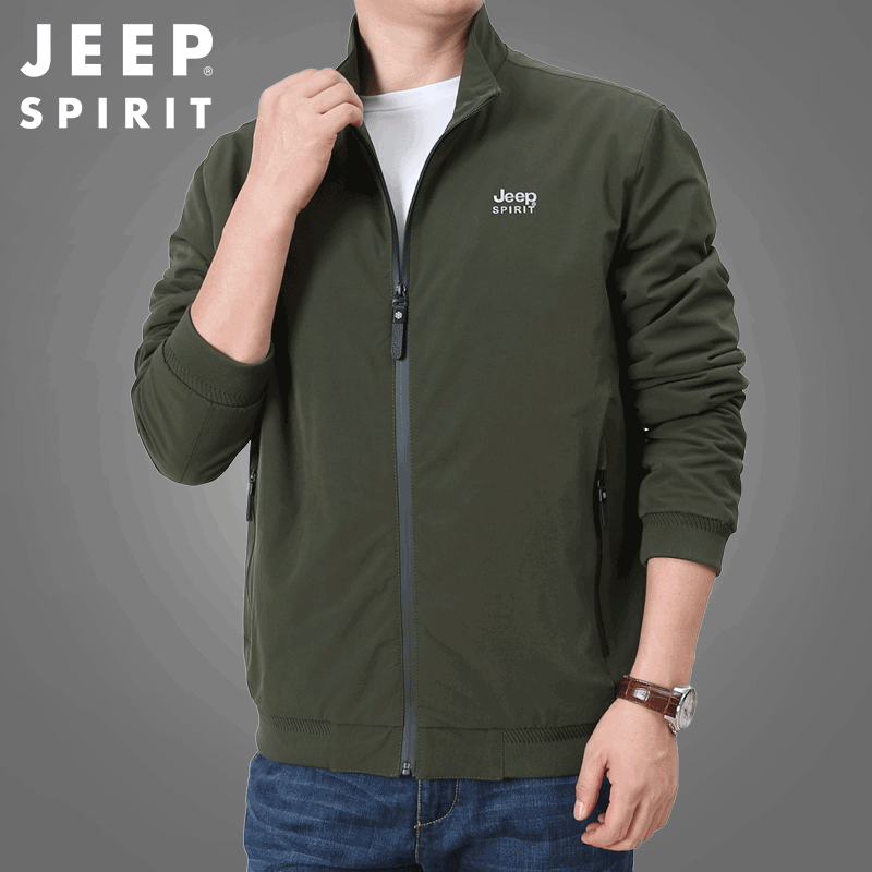 JEEP SPIRIT吉普男士立领夹克秋冬加绒加厚外套工装军旅登山服防风保暖男装衣服