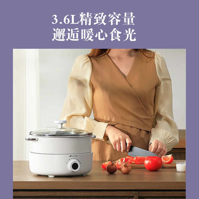艾贝丽 Abereve 分体式多功能电火锅 家用3.6L煮面电火锅1000W电热锅电炒菜炒锅 ABL-JG36A高清大图