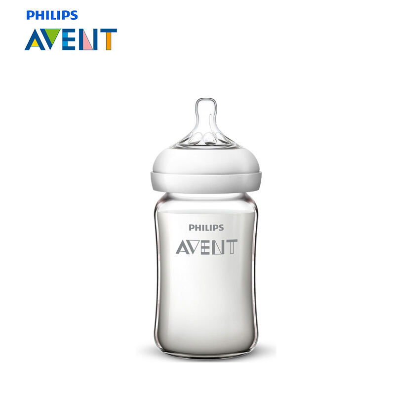 飞利浦新安怡宽口径自然顺畅玻璃奶瓶8盎司/240毫升scf679/13 *2个