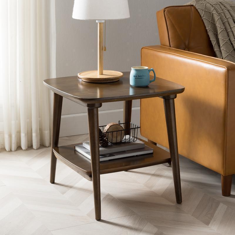 小方桌实木简约现代客厅沙发边几角几北欧小茶几轻奢创意边柜家用 A款黑胡桃色55*55*54cm