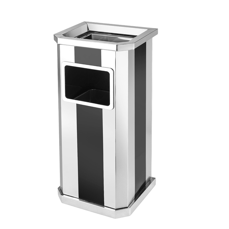 易企采 单桶垃圾桶不锈钢烟头垃圾桶 立式酒店大堂商用电梯口户外带烟灰缸果皮箱高清大图