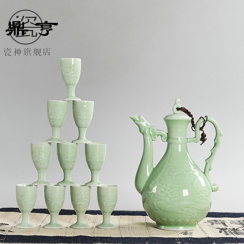 鼎亨家用白酒复古套装陶瓷酒具醒酒创意小酒杯中式分酒器仿古酒壶