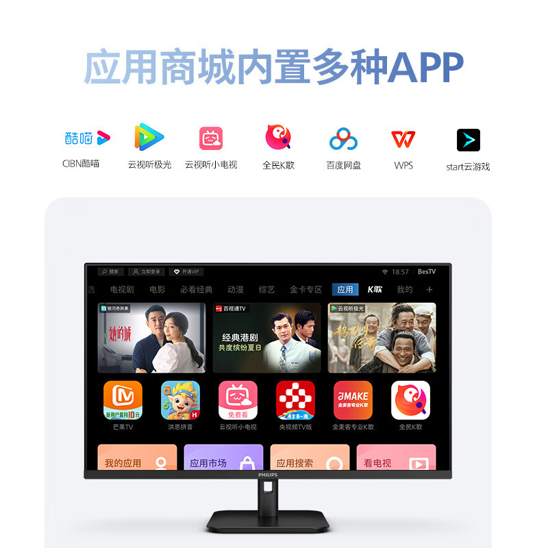 飞利浦 32英寸 4K 10bit HDR TypeC无线投屏智慧办公显示器32E1S5900 (单位:台)