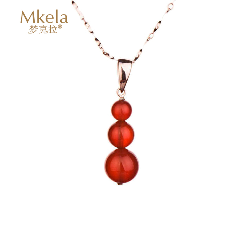 梦克拉 Mkela S925银镶玛瑙吊坠 甜蜜果 红玉髓吊坠 吊坠 玛瑙 女士 红玛瑙 送朋友