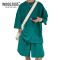 WOOG2005墨绿色华夫格短袖短裤套装男夏季美式篮球运动服男装一