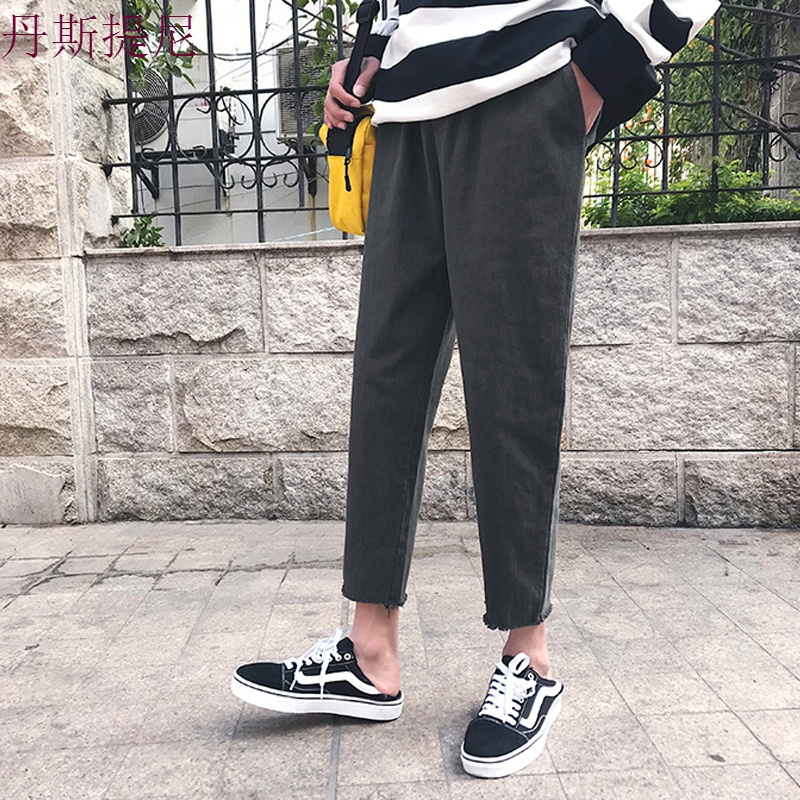 裤子男韩版潮流休闲九分裤百搭宽松直筒夏季薄款青少年小脚裤新款