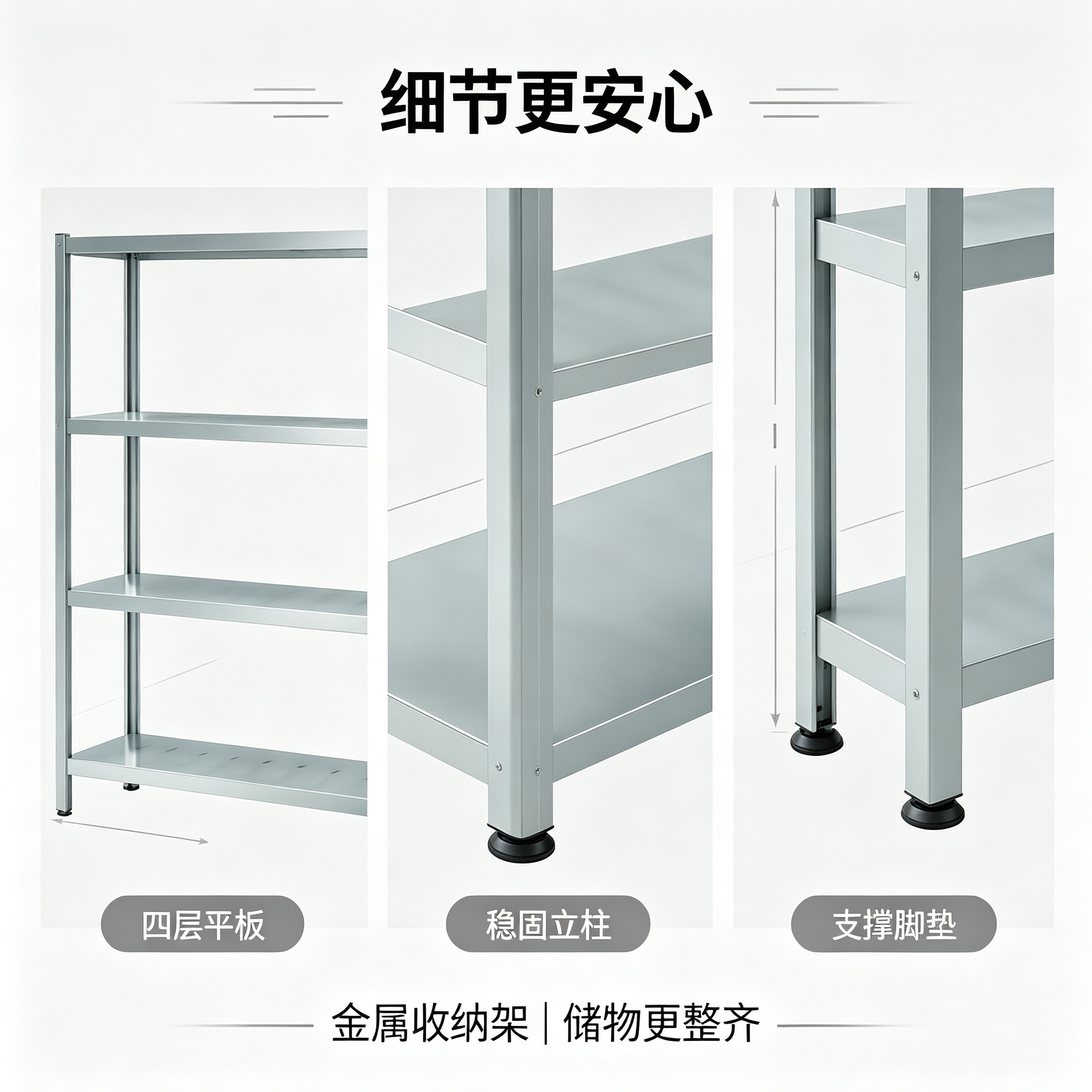 优迈克 YMK-TPJ110 四层平板货架 1100*500*1550 单位:台 银色