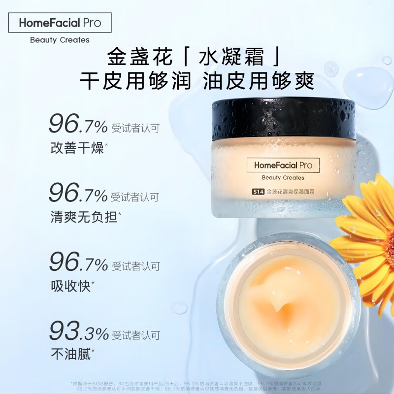 HomeFacialPro金盏花清爽保湿面霜50g hfp补水舒缓护肤品高保湿嫩肤 一抹爆水润 保湿不粘腻