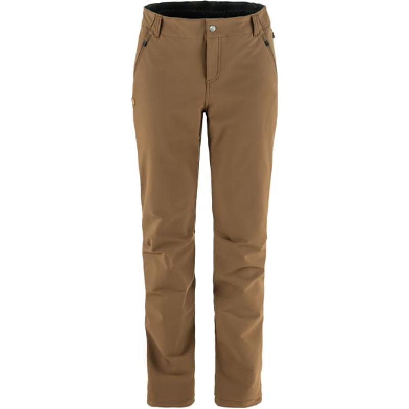 Fjallraven 女款冬季四向弹力休闲裤 山地徒步舒适保暖耐磨裤 Brown 38/R