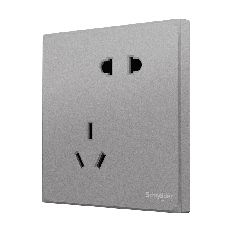 [新品]施耐德电气开关插座 皓呈系列薄雾灰色 86型墙壁开关 10A开关 一开单开双控电源插座面板带开关电源插座纯平无框高清大图