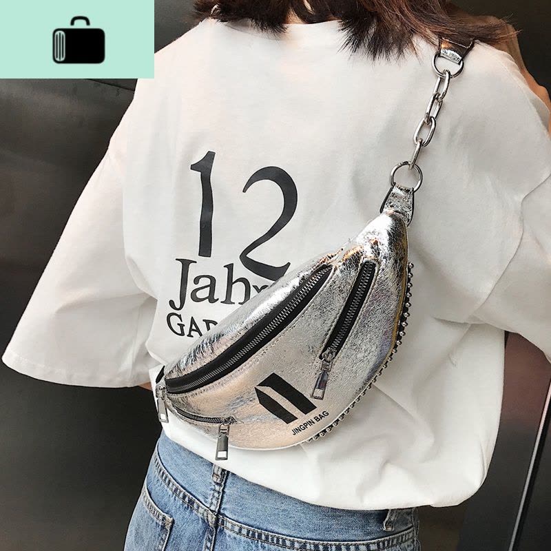 小包包女2020新款潮韩版百搭斜挎时尚胸包宽肩带腰包亮片包蹦迪包NEW LAKE女斜挎包图片