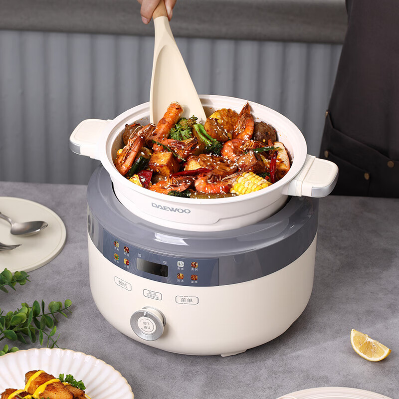 大宇(DAEWOO) 1200W多功能料理锅微压聚能加热4.3L 科洛白 DYLL-12N06高清大图