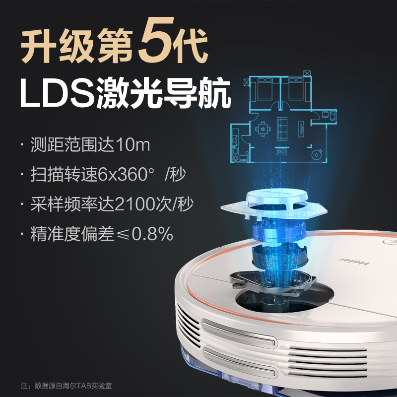 黑色 海尔扫地机器人家用智能全自动扫拖一体擦拖地吸尘三合一吸米粒