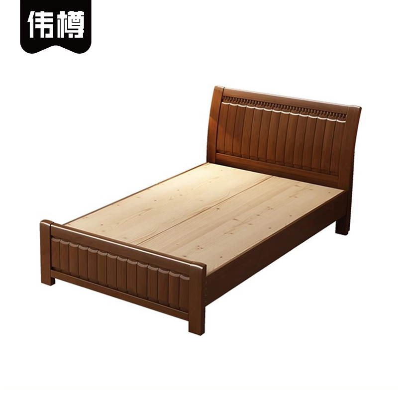 伟樽老式木床胡桃色满铺床板1350*2000*460mm张
