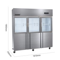 雪村(Xuecun)CFS-60N3 1250L 商用冷柜 上玻璃 立式冷柜 六门厨房柜冰箱 上冷藏柜 下冷冻柜 冰柜