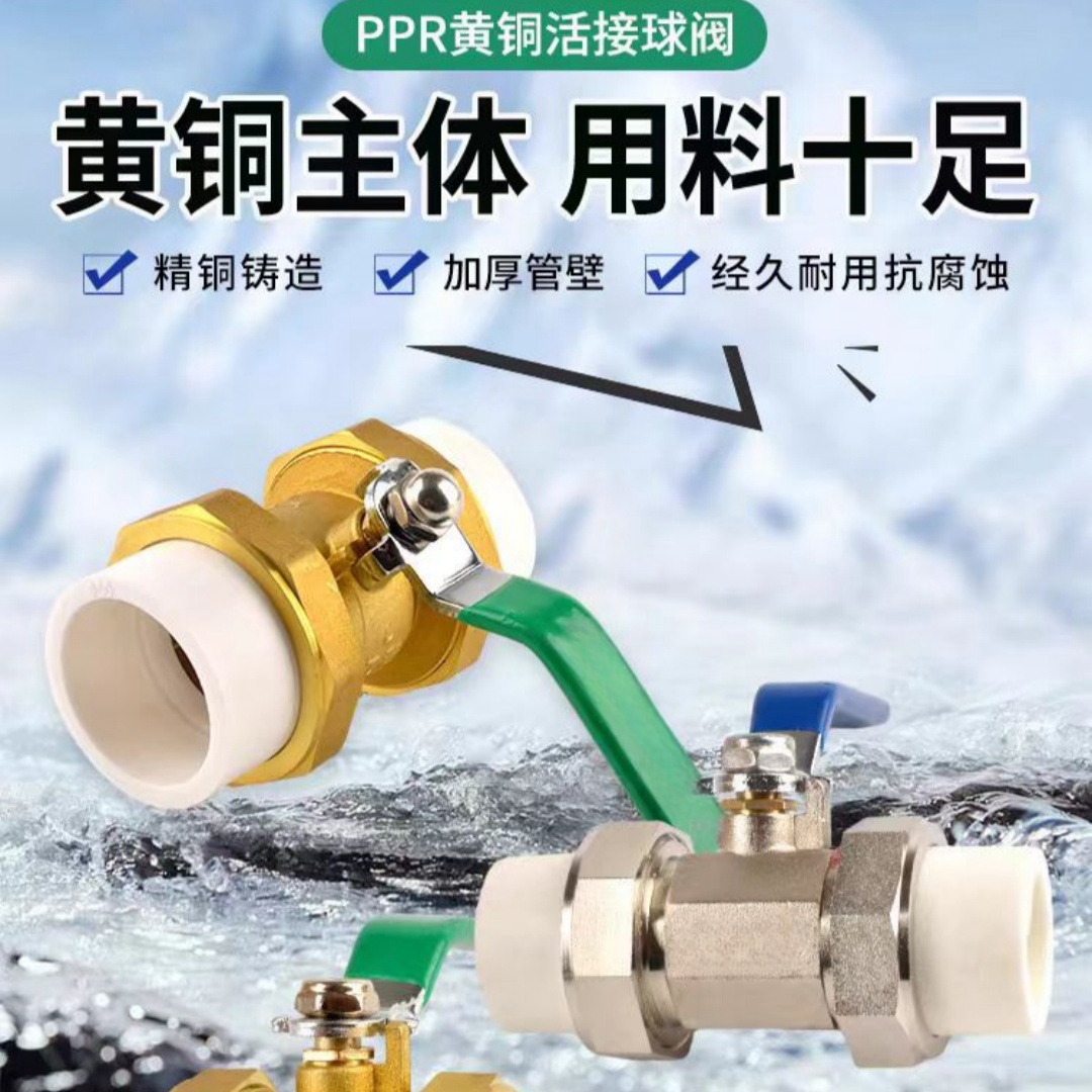 晟宏德 PPR双活接铜球阀 DN40 个高清大图