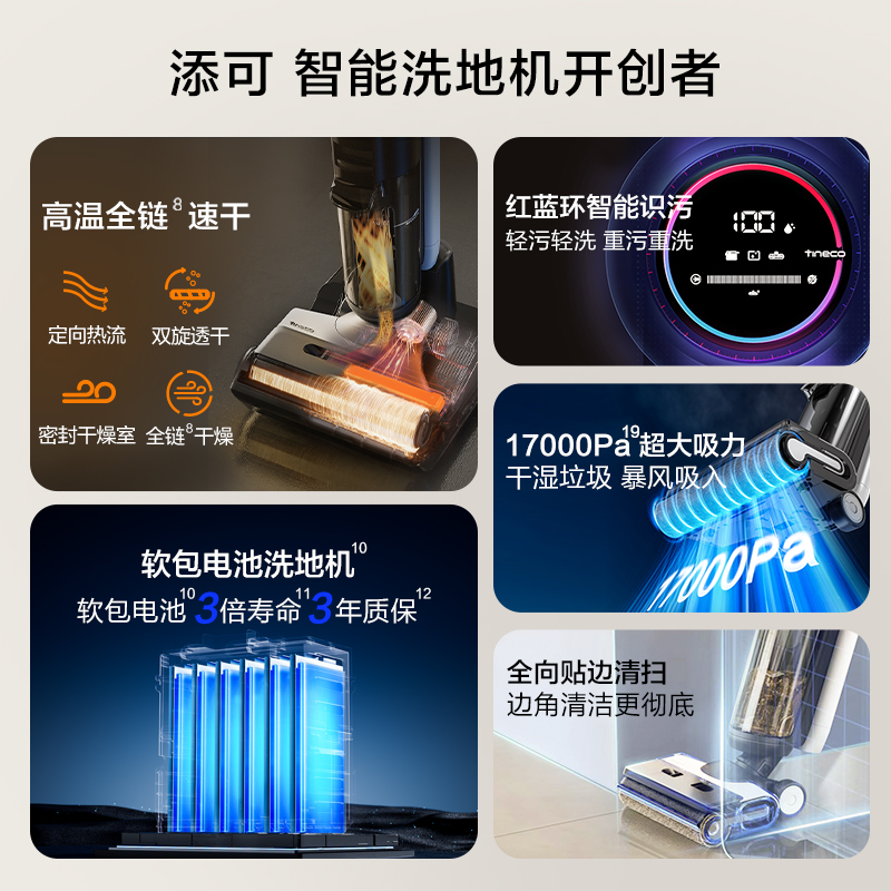 [智能]添可(TINECO)无线智能洗地机芙万Wiper高温全链极速干恒压活水双贴边软包电池自清洁家用吸尘吸脱高清大图