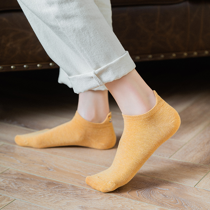 船袜女纯棉底短袜低帮浅口夏季薄款后跟刺绣ins潮低帮短筒