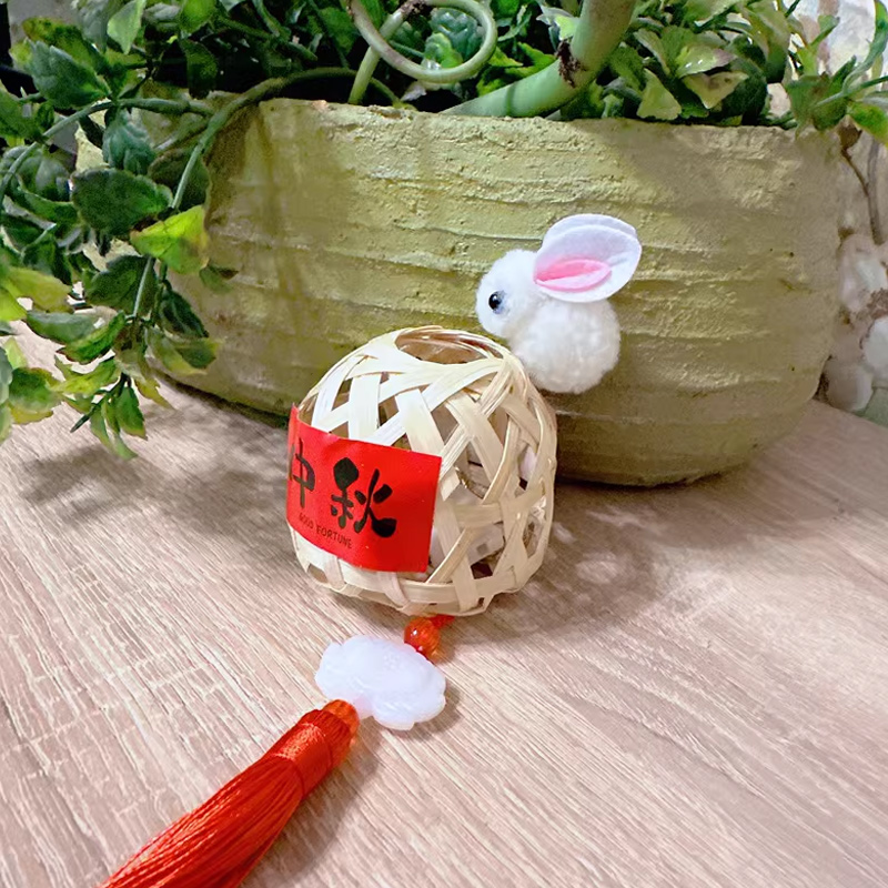 思唯美(sweet made) 中秋节儿童手提发光竹编灯笼手工diy材料包 中秋款(带毛绒兔)50个装高清大图