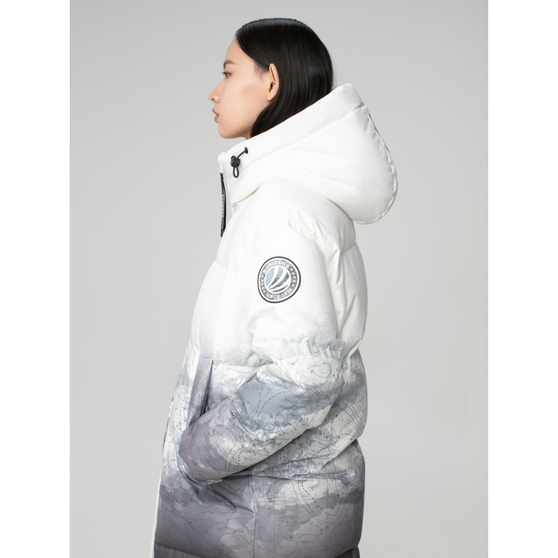 波司登羽绒服连帽时尚运动中长款加厚保暖渐变女中长款