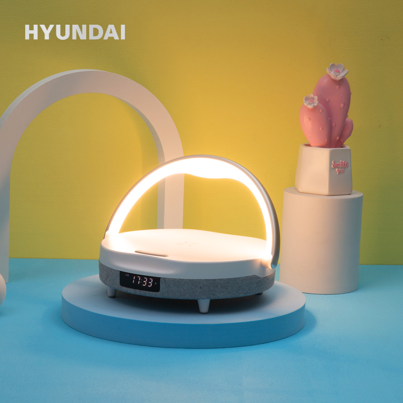 HYUNDAI 多功能无线充台灯时计闹钟音箱 YH-C009 Plus白色