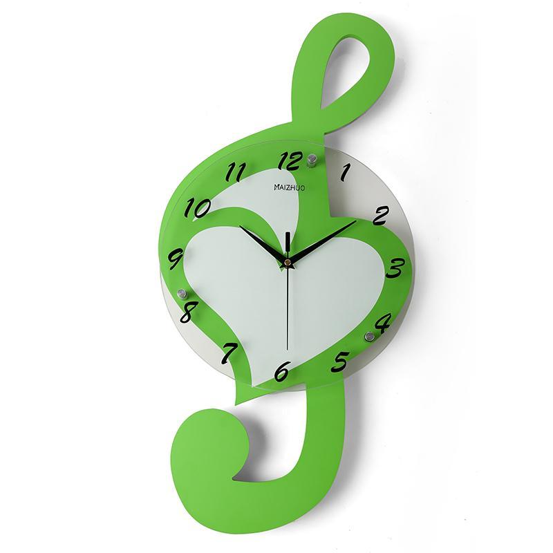 壁钟 木质挂表 音乐音符挂钟 装饰钟表 石英钟 时钟 静音艺术钟 墙壁