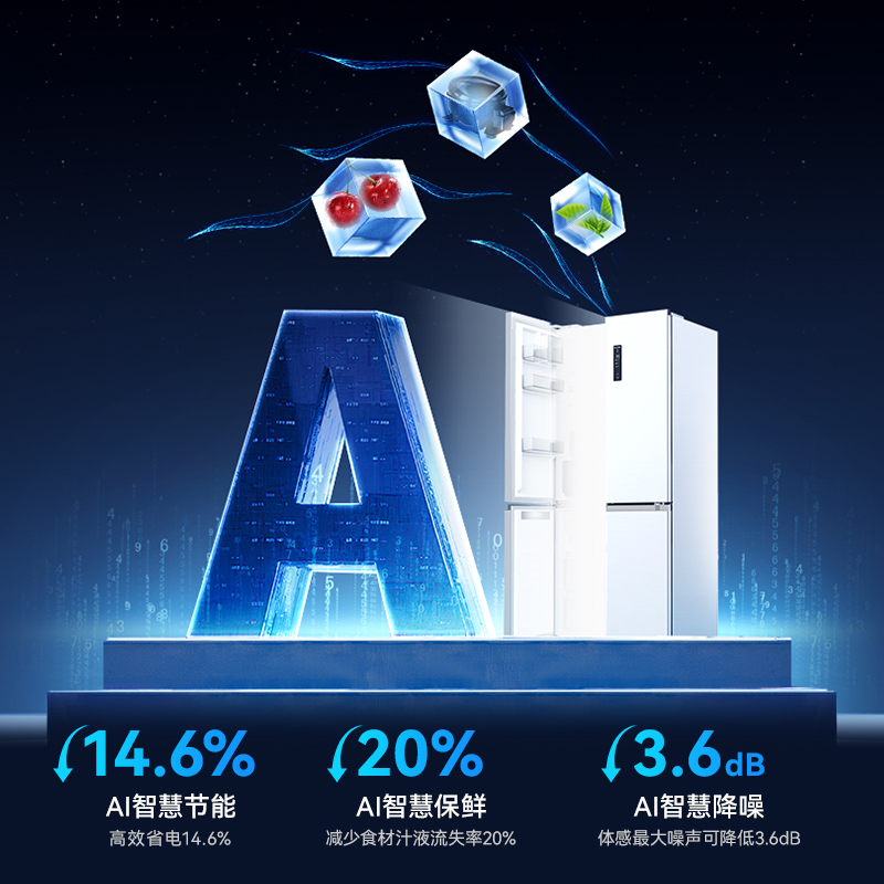 美菱AI小聪明十字对开门BCD-503WSPU9CZX 陶瓷白503升变频MNC+除霜双循环一级风冷无霜AI智能冰箱高清大图