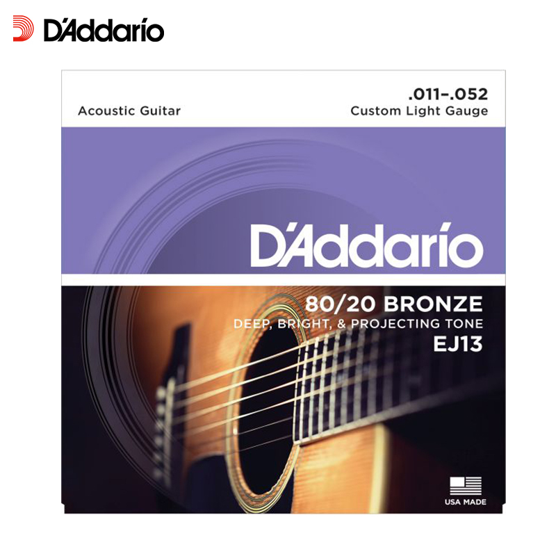 达达里奥(D’Addario)EJ13 美国进口民谣吉他琴弦 碳素钢弦套弦11-52黄铜