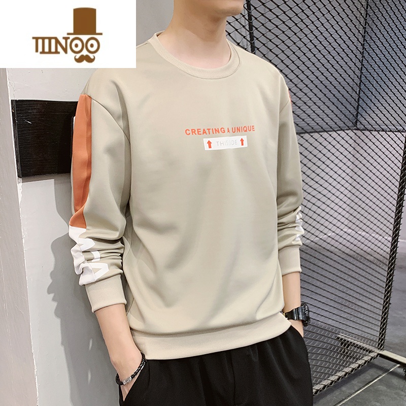 YANXU男士卫衣2023春季新款潮牌ins宽松圆领长袖t恤男装休闲打底衫高清大图