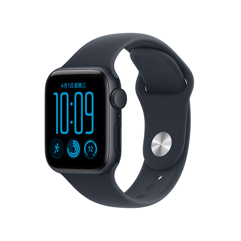 Apple Watch SE 3 (GPS);铝金属表壳;运动型表带 40毫米午夜色铝金属表壳；海军蓝色运动型表带-M/L