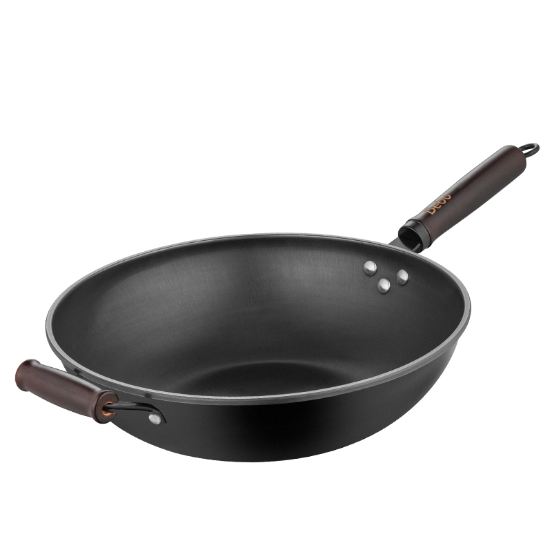 德铂(Debo) 德福斯铸铁炒锅 精铁锅健康无涂层家用炒锅 34cm DEP-DS304!