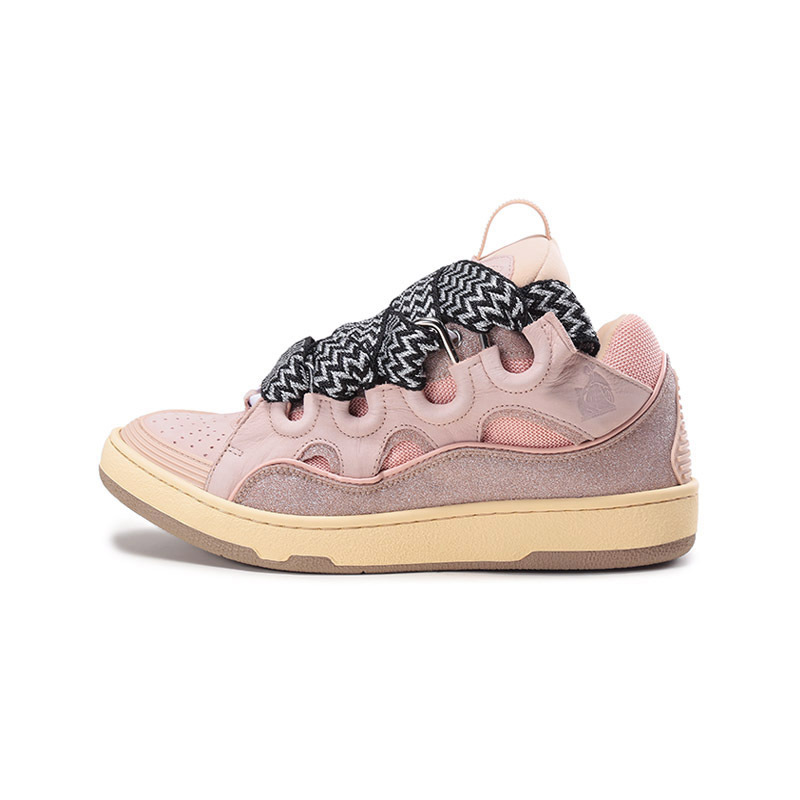 浪凡lanvin男士皮革织物curb系带休闲运动鞋板鞋fmskrk11drlxa22