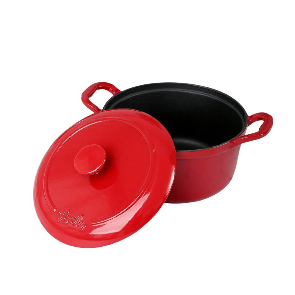 菲仕乐Calen食色系列珐琅铸铁锅-红色炖锅双耳煲汤锅20cmEMP-C202N002R高清大图