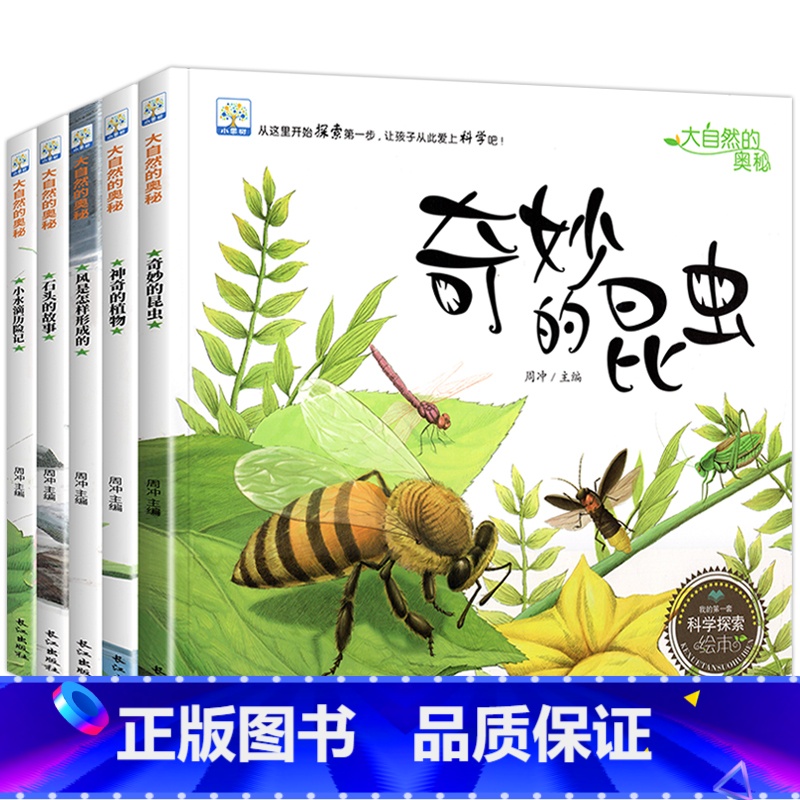 儿童大自然科普读物绘本【全5册】 【正版】小果树儿童科普读物绘本全套5册 大自然的奥秘 奇妙的昆虫 3-4-6-8-9岁