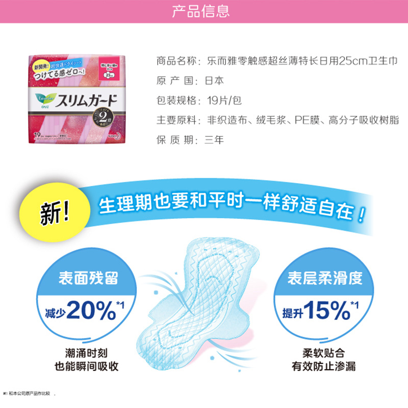 花王卫生巾乐而雅S系列日用25厘米19片(新老包装随机)高清大图