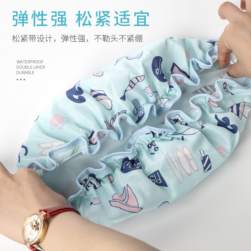 浴帽防水洗澡帽女款头套帽子双层沐浴帽淋浴可爱卡通发套成人裕帽 三维工匠 粉色小猫高清大图