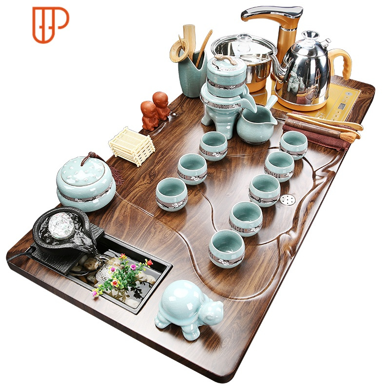 整套茶具泡茶套装紫砂功夫茶台陶瓷实木一体 功夫茶台