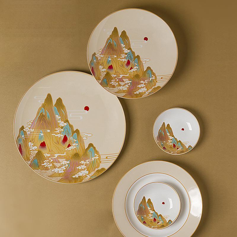 碗碟套装家用餐具景德镇陶瓷高颜值新中式中国风国潮高档碗盘轻奢送礼