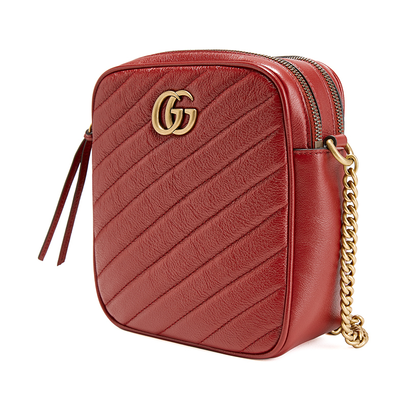 GUCCI/古驰 女士GGMARMONT系列牛皮斜挎包550155红色
