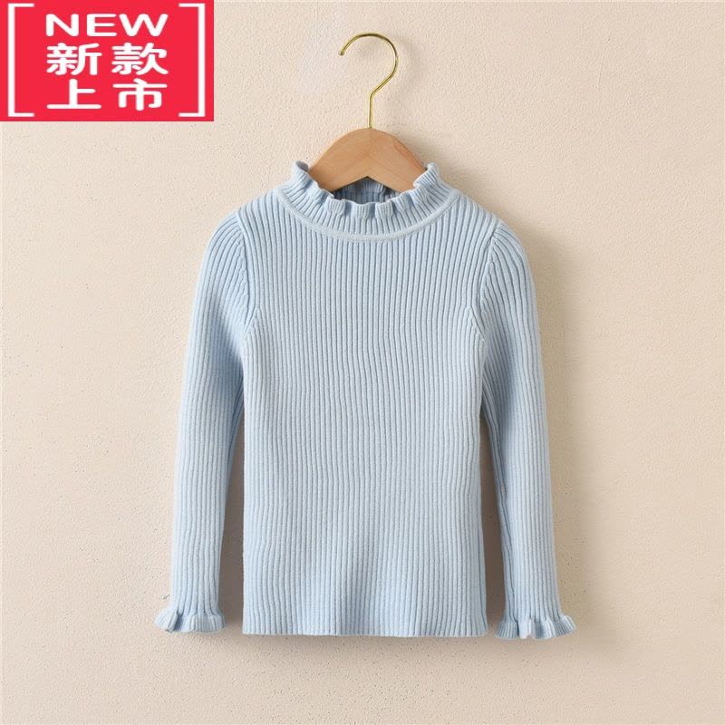 可莉允女童宝宝木耳边打底针织衫2022秋冬季新款男童莫代尔坑条儿童毛衣图片