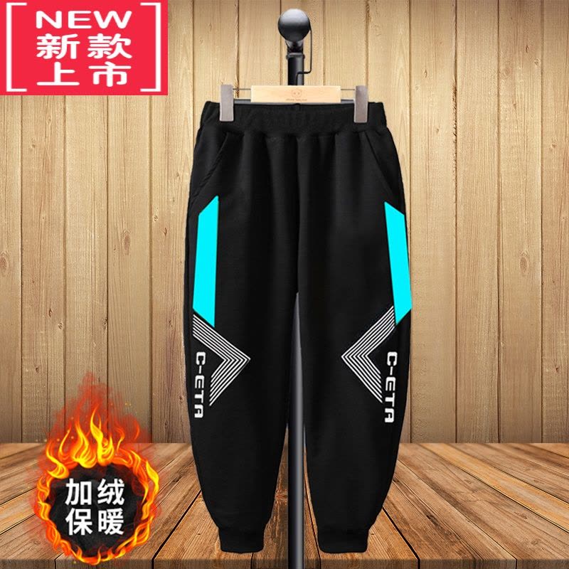 可莉允胖男童加绒裤子保暖冬季中大童运动裤加肥加大宽松大码加厚长裤潮保暖裤图片